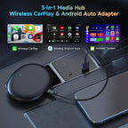 AD5 AI Box Wireless CarPlay Adapter & Android Auto, 2025 Upgrade Ai Box CarPlay Compatible with YouTube, AI DriveChat, Dual Wi-Fi, Dual BT, for OEM Wired CarPlay/Android Auto