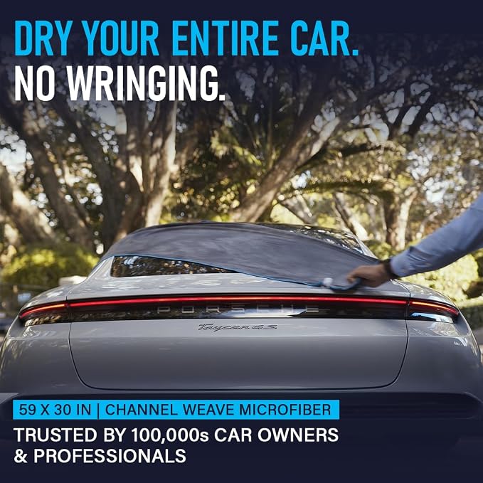Original 2.0 Microfiber Car Drying Towel | 150 x 75cm | Extra Large Channel Weave Drying Cloth | Ultra Absorbent, Scratch-Free, Auto Detailing Towel for Cars SUVs Trucks & Boats
