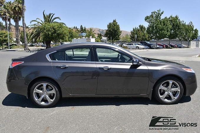 Replacement for 2009-2014 Acura TL | EOS Visors JDM Mugen Tape-On Style Smoke Tinted Side Vents Window Rain Guard Deflectors