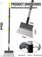 Garden Flat Shovel, Heavy Duty Multifunctional Cleaning Shovel with 60" Adjustable Long Handle, Metal Floor Scraper Tool for Weeding, Scraping, Ice & Snow Removal, Driveway, Sidewalk, Garden, Outdoor
