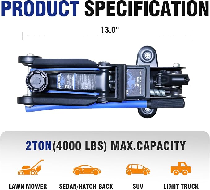 ANTPOWER 2 Ton Floor Jack,with Wheels for Secure Lifting,Fast Lift Floor Jack, Quick Lift Pump for Sport Utility Vehicle,Providing Stable Support for Various Cars (2.0T)