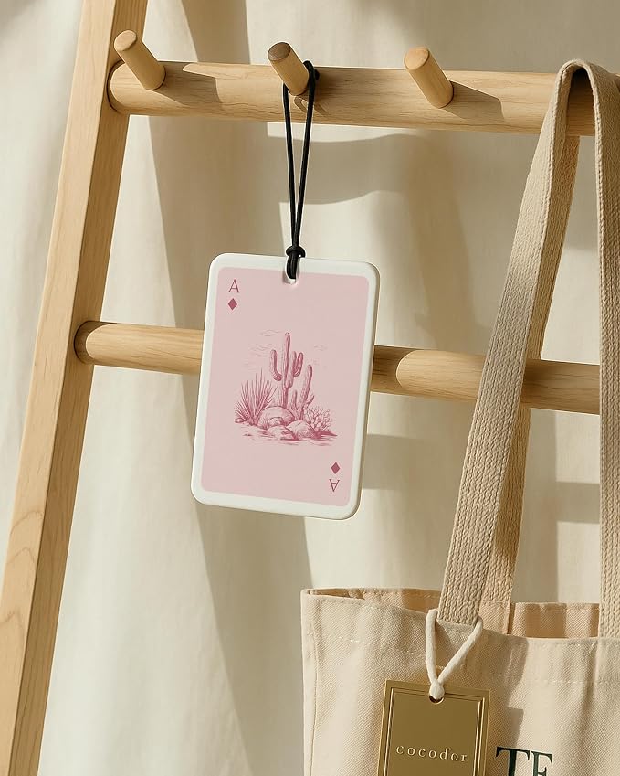 Boho Pink Western Car Air Freshener 4 Pcs, Preppy Cow Skull Cactus Cowgirls Boots Hanging Air Freshener for Cars Closet Drawer Books, Girly Western Car Accessories Mirror Decor for Women