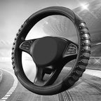 3D Massage Car Steering Wheel Cover,14.5-15 Inch Universal Black Carbon Fibre Leather Covers Breathable Anti-Slip Odorless Steering Wheels Accessories for Men Women