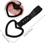 2 Pieces Rings Heart Shaped Car Handle Straps Drift Charm Rear Bumper Warning Ring Decor Subway Bus Broken Heart Handle for Car Interior(Black)
