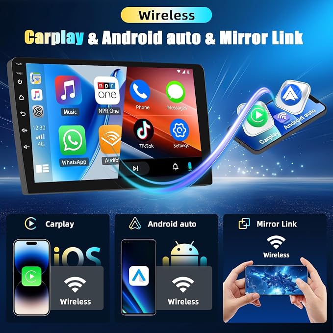 [6+128G] 8-Core Android 15 Car Radio Stereo for Mazda 3 2009-2013 with Wireless Carplay&Android Auto,9 Inch Touchscreen Car Radio with Mirror Link Bluetooth FM/RDS DSP HiFi WiFi GPS SWC