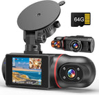 Dash Cam Front and Inside, FHD Dashcams for Cars with 64GB Card Dash Camera for Cars, 1080P Front Dash Cam+1080P Inside Dashcam for Car Dash Camera with IR Night Vision Loop Recording | 1080P Front, 1080P Inside, IR Night Vision, Loop Recording