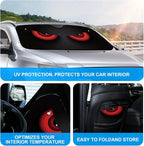 Red Eyes Foldable Windshield Snow Cover, Reflective Accordion Car Windshield Snow Cover, Sun Visor for Car Windshield, Ultimate Heat & UV Protection, Suitable for Most Cars, 54" L x 27.6" W
