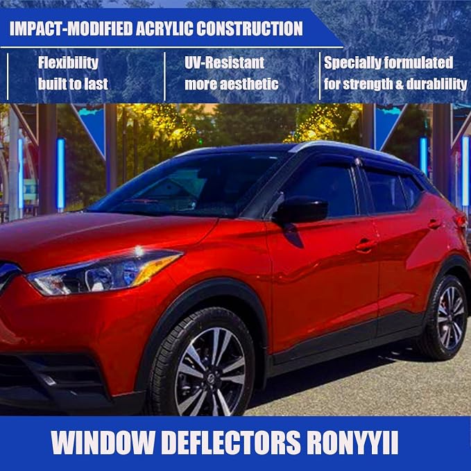 in-Channel Extra Durable Window Rain Guards Compatible with 2018 2019 2020 2021 2022 2023 2024 Toyota Camry, Window Deflectors Wind Shield Vent Visors Vent Shades, Car Accessiories 4-PCS