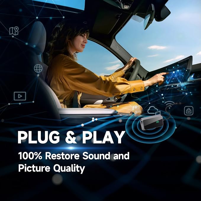Jemluse Wireless CarPlay Adapter for Apple iPhone - Multi-User Seamless Connection for Convert Wired to Wireless Car Play Adapter - No Latency from iOS 10+ to Screen w/USB C(Lunar Silver)