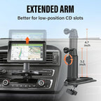 Car CD Slot Mount for Apple CarPlay Screen & GPS, Universal 17mm Ball Joint CD Player Mount, Adjustable Extended Arm, Tool-Free Installation, Stable CD Holder for CarPlay Displays & Navigation