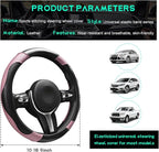 Car Steering Wheel Cover, 15 inch Carbon Fiber Microfiber Leather Elastic Steering Wheel Protector, Breathable Anti-Slip Comfortable Steering Wheel Covers for Most Cars (Black&Pink)