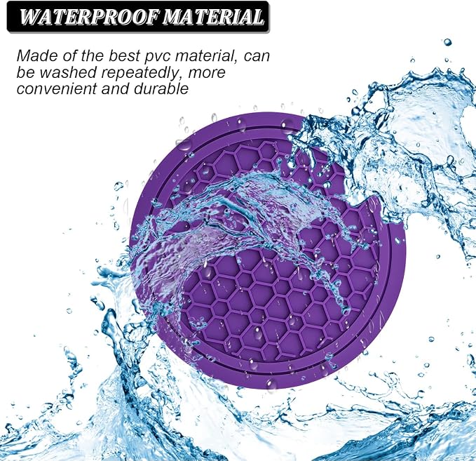 Mandark 4PCS Car Cup Holder Coasters, 2.75 Inch Non-Slip Insert Water Bottle Holder Pads, Dustproof Automotive Interior Accessories Mat, Universal for Vehicles, Trucks, RVs and More (Purple)