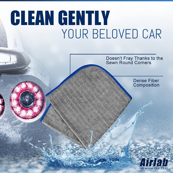 Airlab Glass Polishing Cloth Streak Free Miracle Cleaning Cloth Lint Free Microfiber Cleaning Rags for Glasses Kitchen Dish Mirrors Easy Clean, Pack of 8, 16" x 16", Grey-Navy Blue