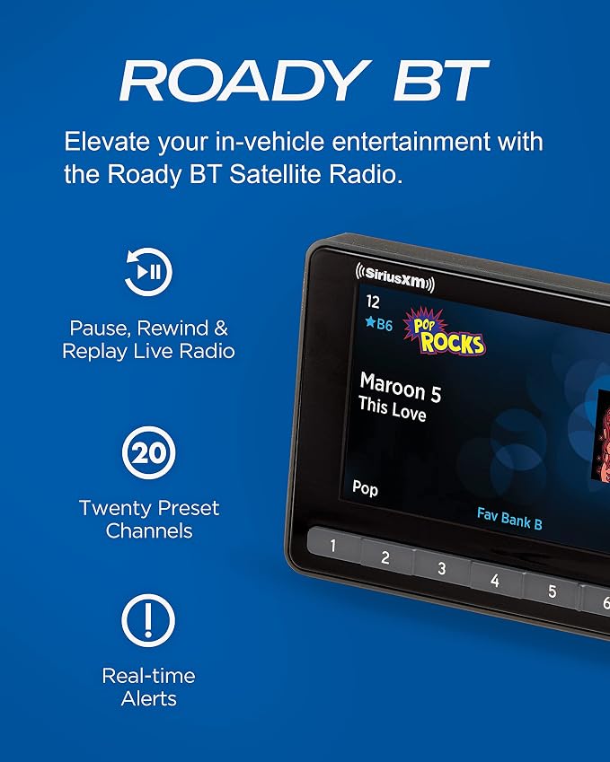 SiriusXM Roady BT Vehicle Satellite Radio - Enjoy SiriusXM Through Your Existing Car Stereo (RoadyBT SXVRBT1) (Renewed)