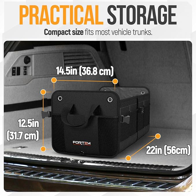 Trunk Organizer For SUV Car Organizer and Storage, Multi-Compartment Storage Bag Car Accessories for Women Men, Perfect Christmas Gifts, 1680D Oxford, Non Slip Bottom, Straps, Soft Cover (50L)