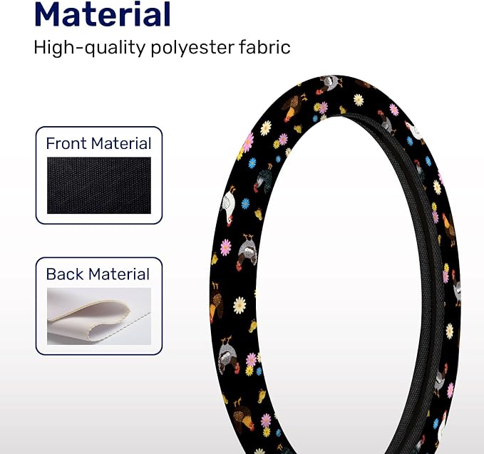 Chicken Steering Wheel Cover, Non Slip Polyester Car Wheel Protector for Car SUV Truck, Universal 15 Inch