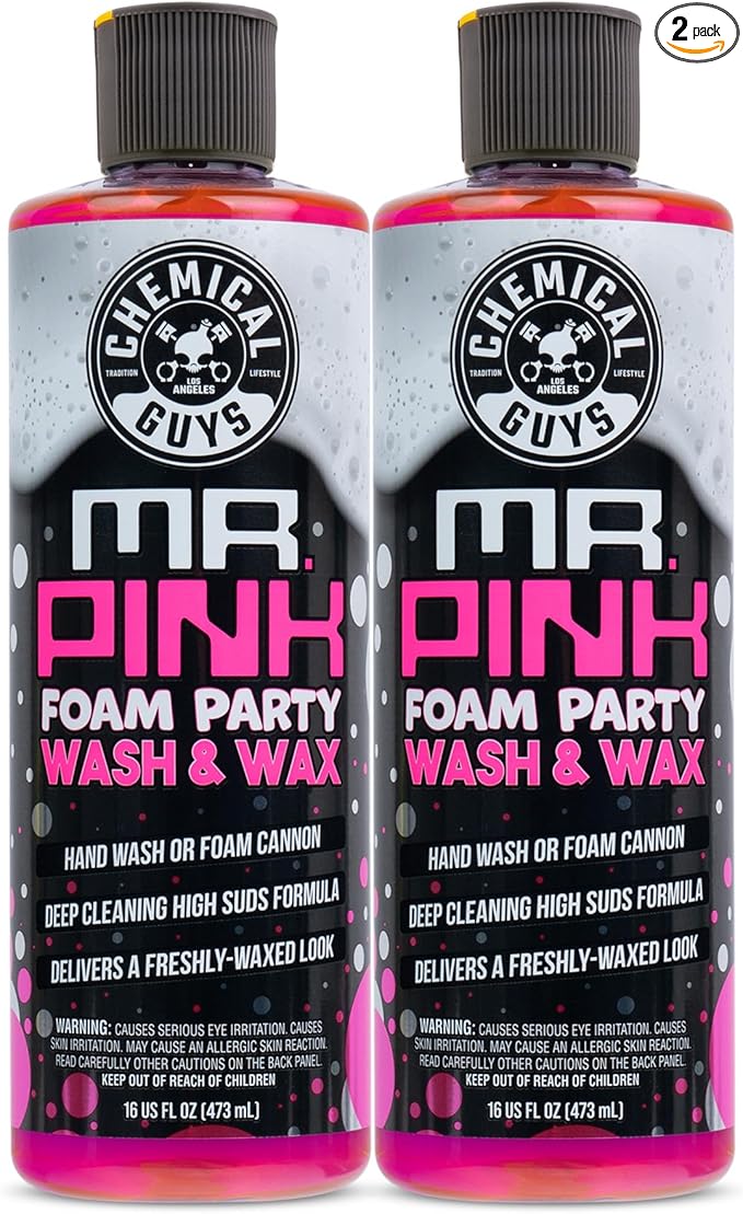 CWS2211602 Mr. Pink Foam Party Wash & Wax (Works with Foam Cannons, or Bucket Washes) Safe for Cars, Trucks, SUVS, Motorcycles, RVs & More, (2-16 fl oz) Tangerine Scent