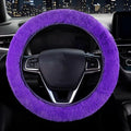 Furry Car Steering Wheel Cover, Heat Absorbing Fluffy Cover, Soft Warm Plush Non-Slip, 14 1/2-15 inch, for Women Girls, Purple