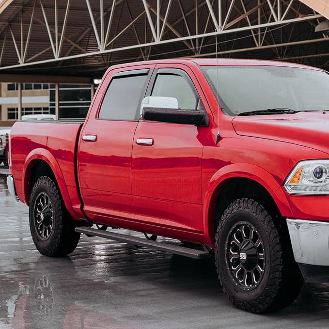Voron Glass in-Channel Extra Durable Rain Guards for Trucks Dodge RAM 2009-2018 Crew Cab/Dodge Ram 1500 Classic 2019-2024 Crew Cab, Window Deflectors, Vent Window Visors, 4 Pieces - 220010