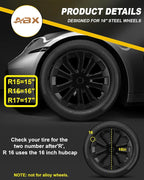 Hubcap Wheel Covers Hub Caps 16 Inch Set of 4 Black Universal Wheel Rim Cover R16 Stylish Car Decor Wheel Covers for Toyota Camry Nissan Mazda (black-10, 16 inch)