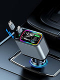 Retractable Car Charger USB C & Lightning, 107W Fast Charging Type-C Car Charger with Built-in Lightning Cable, Compatible with iPhone 17/16/15/Air, Samsung S24/S23/S22, Pixel 9/8/7 - Grey