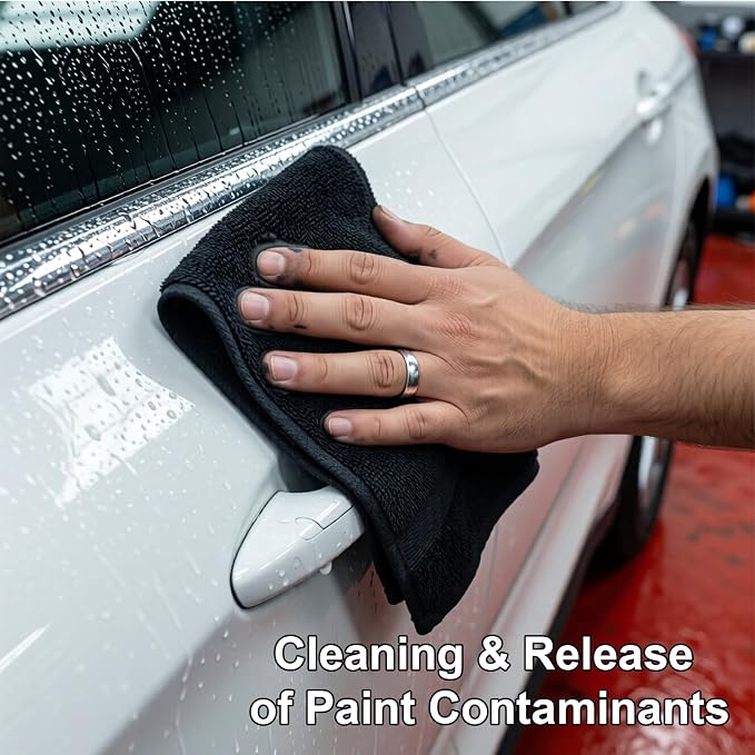 3 Pcs Clay Towel - Auto Detailing synthetic Clay bar Towel - Decontaminate Paint and Glass for Smoth Washing - Improve Wax and Sealant Bonding, Enhance Gloss and Color Depth - 12" x 12" (BLACK)