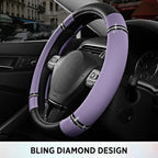 Road Comfort Leather Steering Wheel Cover – Premium Anti-Slip Car Steering Wheel Grip Cover – Universal Fit for 14.5”–15” Cars, Trucks & SUVs - Purple