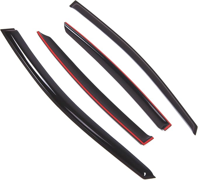WD2-812B Dark Smoke 4 Pcs Set Window Visor (Outside Mount) Deflector Rain Guard Compatible with 2017-2018 Kia Forte Sedan