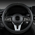 Nappa Leather Steering Wheel Cover, Universal 14.5–15 Inch Non-Slip Breathable Steering Wheel Cover for Car Interior Accessories, Black