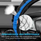 Car Steering Wheel Cover, 15 Inches Non-Slip Leather Steering Wheel Protector, Universal Soft Cover Mats for Car Truck SUV, Interior Car Accessories (Blue)