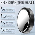 2PCS Round Blind Spot Mirror, HD Glass and ABS Housing Convex Wide Angle Rearview Mirror with Adjustable Stick for Universal Car, Black