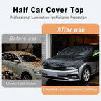 Half Car Cover Waterproof All Weather, Sunproof Windshield Cover for Ice and Snow Top with Reflective Straps, Front Rear Window Hail Protector for Sedan (3 XL)