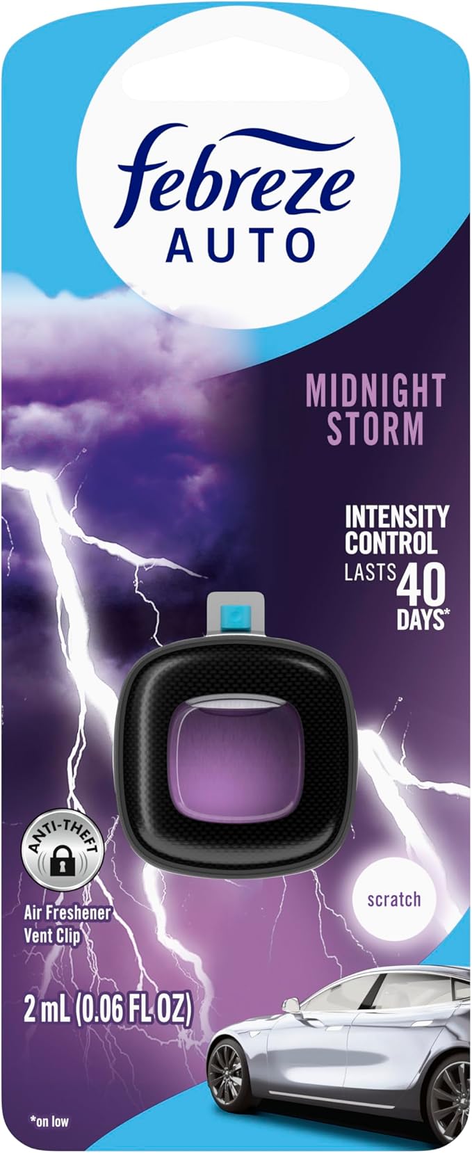 AUTO Air Freshener, Odor-Fighting Automotive Vent Clip, Midnight Storm Scent, 8 Count