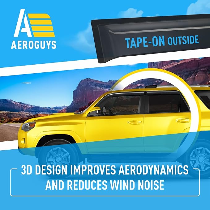 Extra Durable Window Deflectors Tape-On Window Visors Rain Guards Fit for Toyota 4Runner 2010-2024, Sun Visors, Wind Vent for Shades, Exterior Car Accessories - 4pcs. AG0112