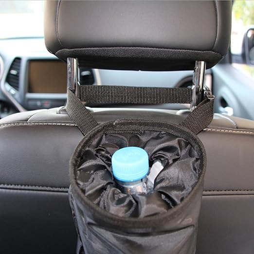 Universal Car Garbage Bag Back Seat Headrest Litter Trash Garbage Can (Black)