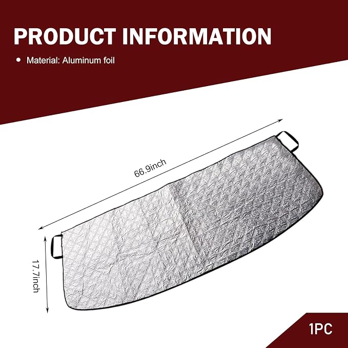 Shakas Windshield Trough Protection Cover, Dust and Leaf Resistant Cover, 66.9" x 17.7" Perfect Coverage Front Window Cover with Elastic Band and Adsorption Block, for Most Cars Trucks (Silver)