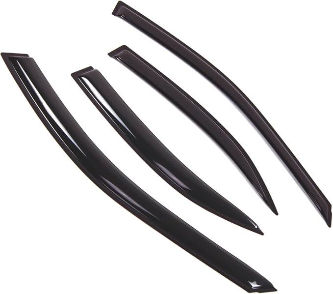 WD2-417 Dark Smoke 4 Pcs Set Window Visor (Outside Mount) Deflector Rain Guard Compatible with 2002-2006 Toyota Camry