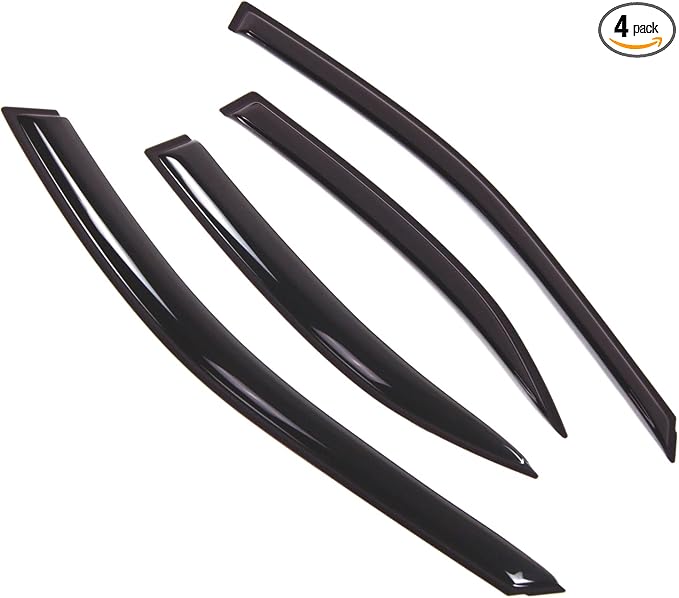 Outside Mount Window Vent Visors Rain Guards Compatible with Toyota Camry 2002-2006 | Side Window Wind Deflectors Rain Shields | Black Tinted, 4 Pcs Set, BGWV-417