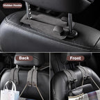 Amelity Car Headrest Hooks, Purse Hook for Vehicle 4 Pack Gray | Universal Car Interior Accessories for Women, Available in 2/4 Pack, Storage Hanger Holds Purses, Backpacks, Grocery Bags