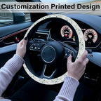 Leaf Steering Wheel Cover, Cute Print Steering Wheel Cover Protector, Ultra Thin Breathable Non-Slip, Car Accessories for Women, for Steering Wheel with a Diameter of 14.5"-15"