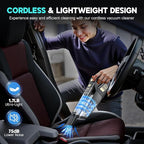 Handheld Vacuum Cordless, 15000PA Strong Suction Hand Held Car Vacuum Cleaner Portable with Multi-Nozzles & Washable Filter, Lightweight Rechargeable Vacuum Cleaner for Home, Car, Office, Pets