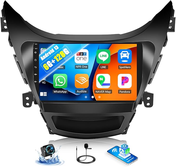 Android 13 6G+128G Car Stereo for Hyundai Elantra 2011 2012 2013 9 Inch Touch Screen Car Radio with CarPlay Android Auto Bluetooth Weather Forecast 59UI GPS Navigation WiFi Network Radio 32EQ