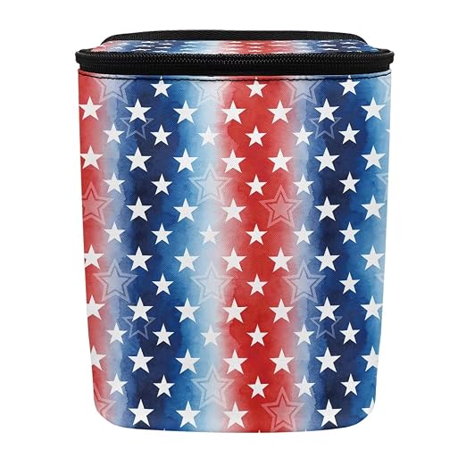 American Flag Star Print Car Trash Can with Lid, 4th of July Leak Proof Auto Trash Bag Hanging Vehicle Garbage Can Multipurpose Storage Container for Back Seat Road Trip