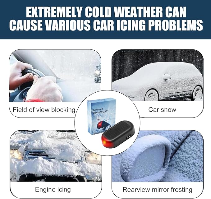 4pcs AntiFreeze Electromagnetic Car Snow Removal Device,Solar Car Interference Antifreeze Instrument with Flashing Led for car windshield,Rechargeable Electromagnetic Car Defroster for All Vehicles
