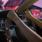 Vintage Dark Botanical Floral Steering Wheel Cover for Women Men Neoprene Breathable Wheel Cover Protector Anti-Slip Car Accessories Universal 15 Inch Fit for Cars Trucks Vehicles