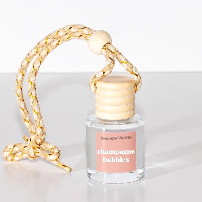 COOLGIRLCANDLES Champagne Bubbles Car Hanging Fragrance Oil Scents Aromatherapy Automobile Diffuser, Long Lasting