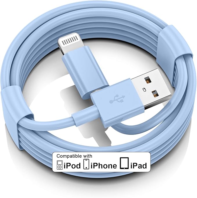 Car iPhone Carplay Cable, Car Charger Cord, USB A to Lightning Cable Fast Charging & Data Transfer for iPhone 14/13/12/11 Pro Max XR XS X 8 7 6 Plus SE Tangle-Free,3ft Blue