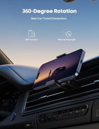 Car Vent Phone Mount - Air Vent Clip Holder, Universal Stand Hands Free Cradle Compatible with Cell Phone 16 15 14 13 12 Mini 11 Pro Xs Max Xr X 8 7 6 6s Plus SE Smartphones Black