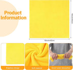 16 Pcs Car Microfiber Towels Buffing Drying Wash Cleaning Cloths Plush Large Towels Thick Care Polishing Detailing Waxing Scratch Proof Towel, 15.75 x 15.75 Inch (Yellow)