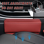 Car Seat Gap Organizer, Premium Leather Auto Seat Storage Box, Vehicle Adjustable Front Seat Gap Filler, Car Seat Side Pocket Organizer for Phones, Glasses, Keys, Money, Cards (Red)
